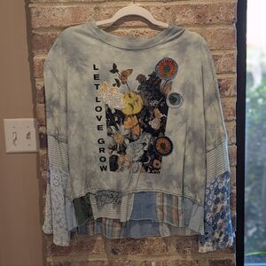Upcycled Piece By Breakfast With Matisse Floral Patchwork Long Sleeve Top